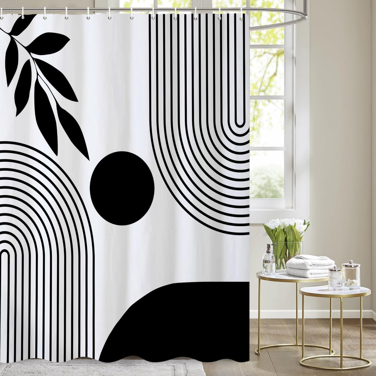 Burnt Orange Rust Shower Curtain Boho Abstract Geometric