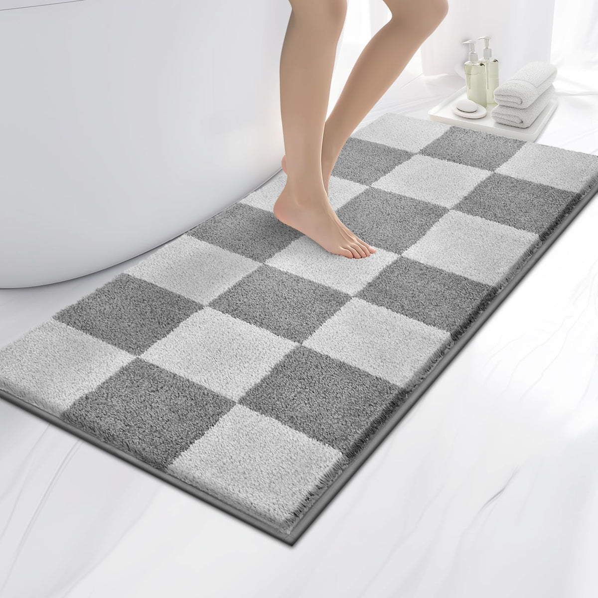 anllugs Bathroom Rugs, 20" x 30" Soft Bath Rugs, Olive Green & Green