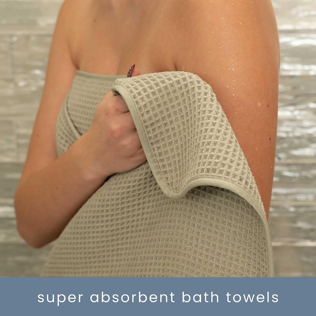 S&T INC. Aura Waffle Bath Towel Set, 6 Pieces, Beige