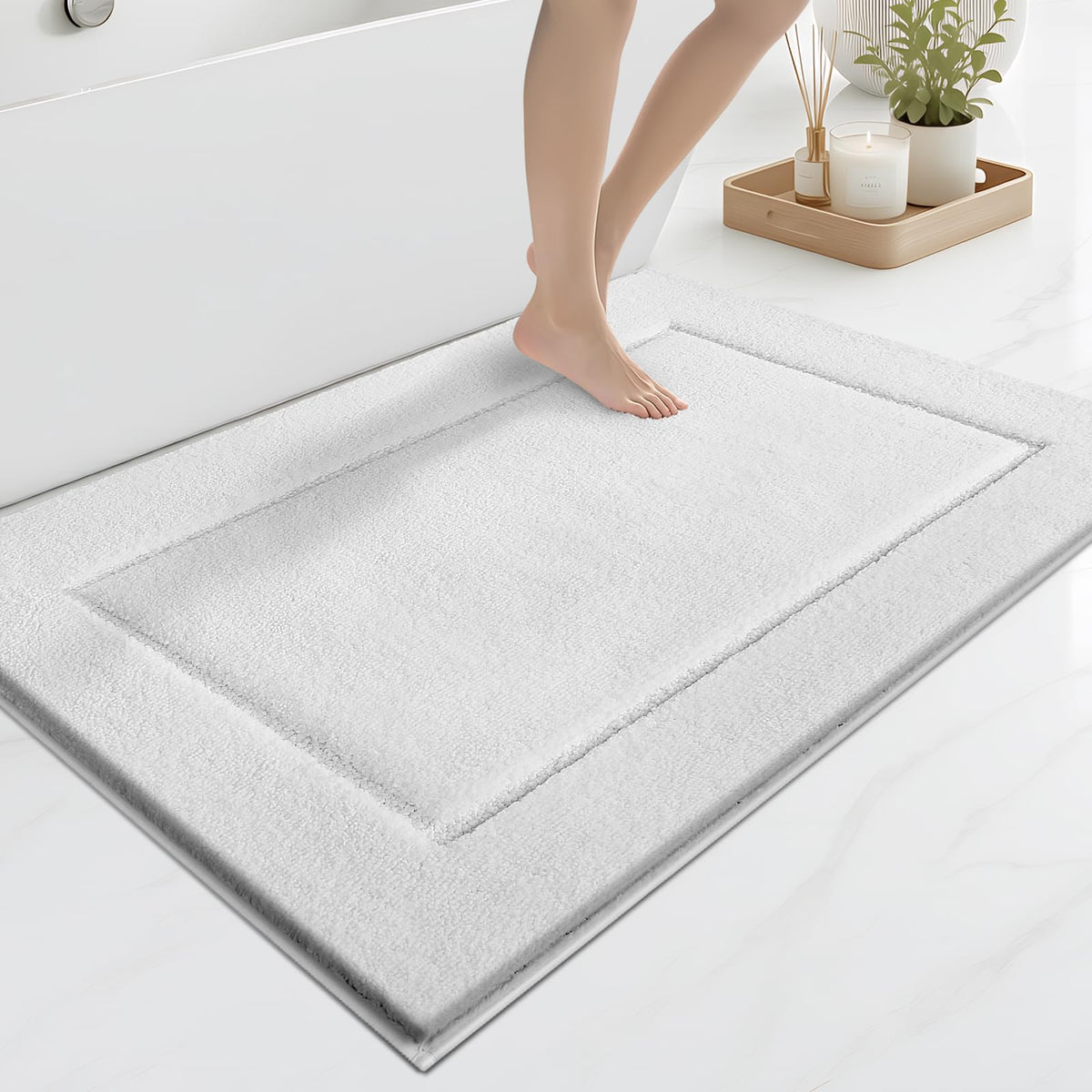 anllugs Bathroom Rugs, Non-Slip Bath Rugs, 24" x 60", Grey
