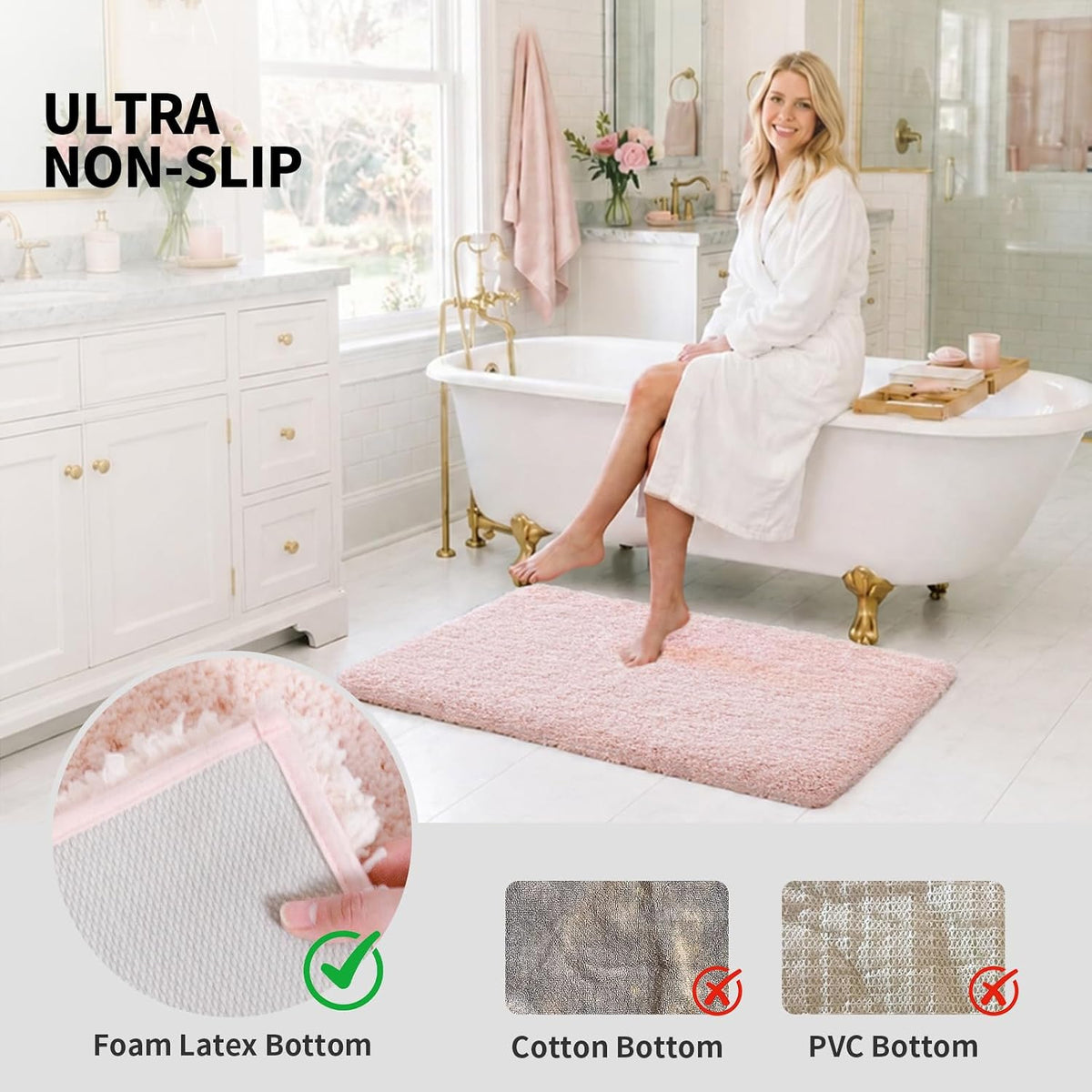 ILANGO Bathroom Rugs 24" × 17", Extra Soft Absorbent Microfiber Bath Rugs