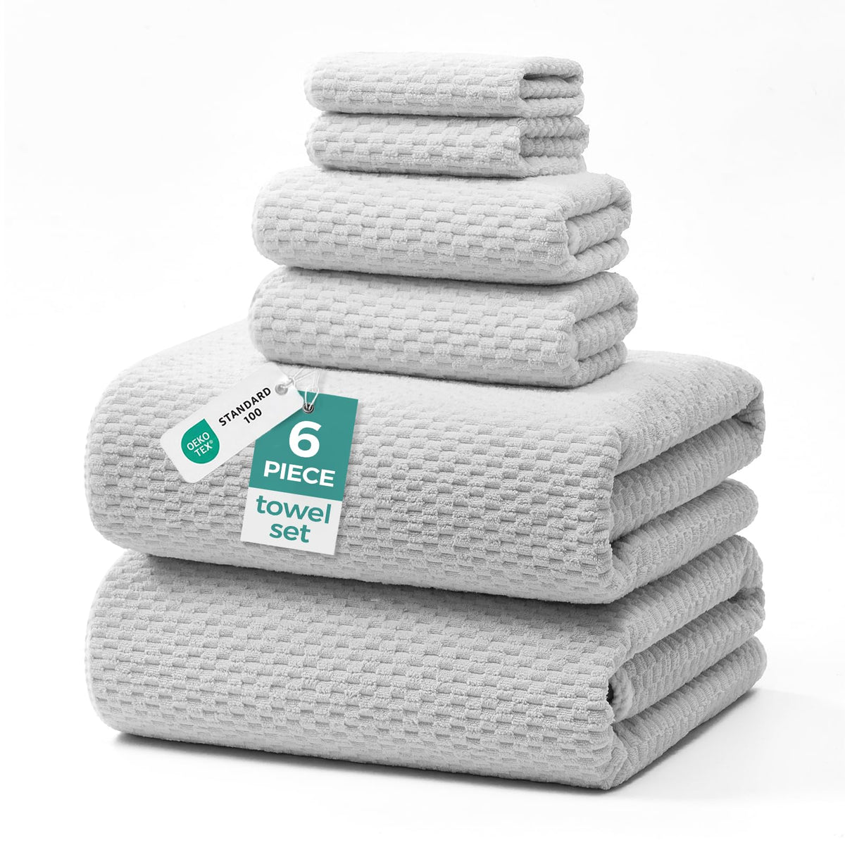 ecolook Microfiber Bath Towel Set of 6, Large 35" x 70", Beige