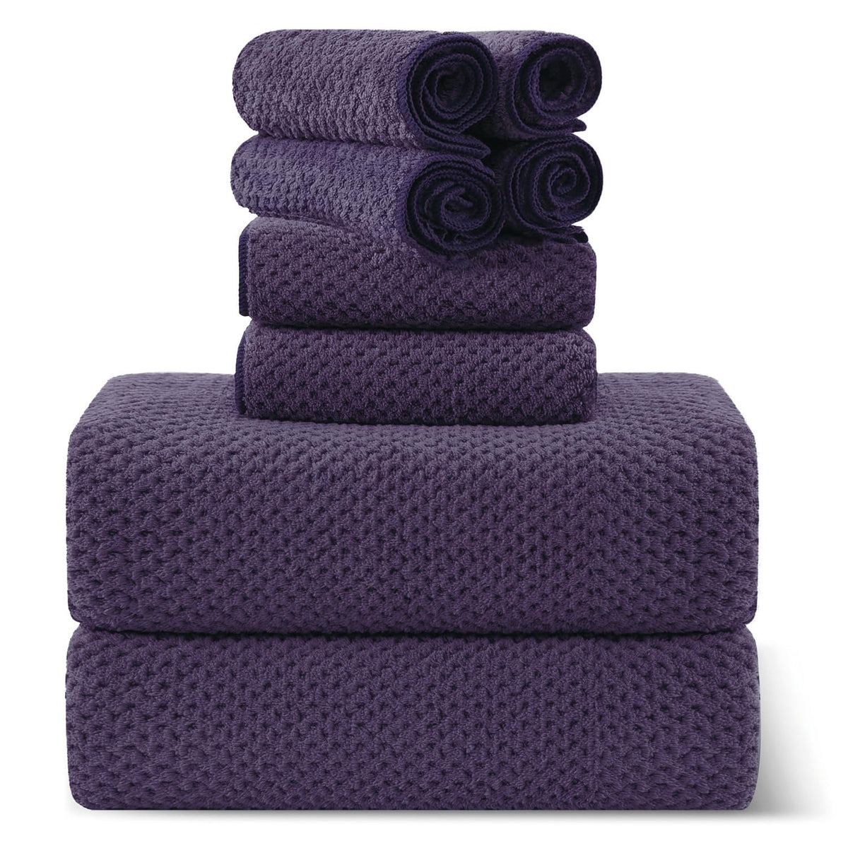 8-Piece Bath Towel Set, 2 Extra Large Bath Towel Sheets, 2 Hand Towels and 4 Washcloths - Highly Absorbent Quick Dry Polyester,Ultra Soft Towel Set for Bathroom, Waffle Weave Design, Pack of 8, Green