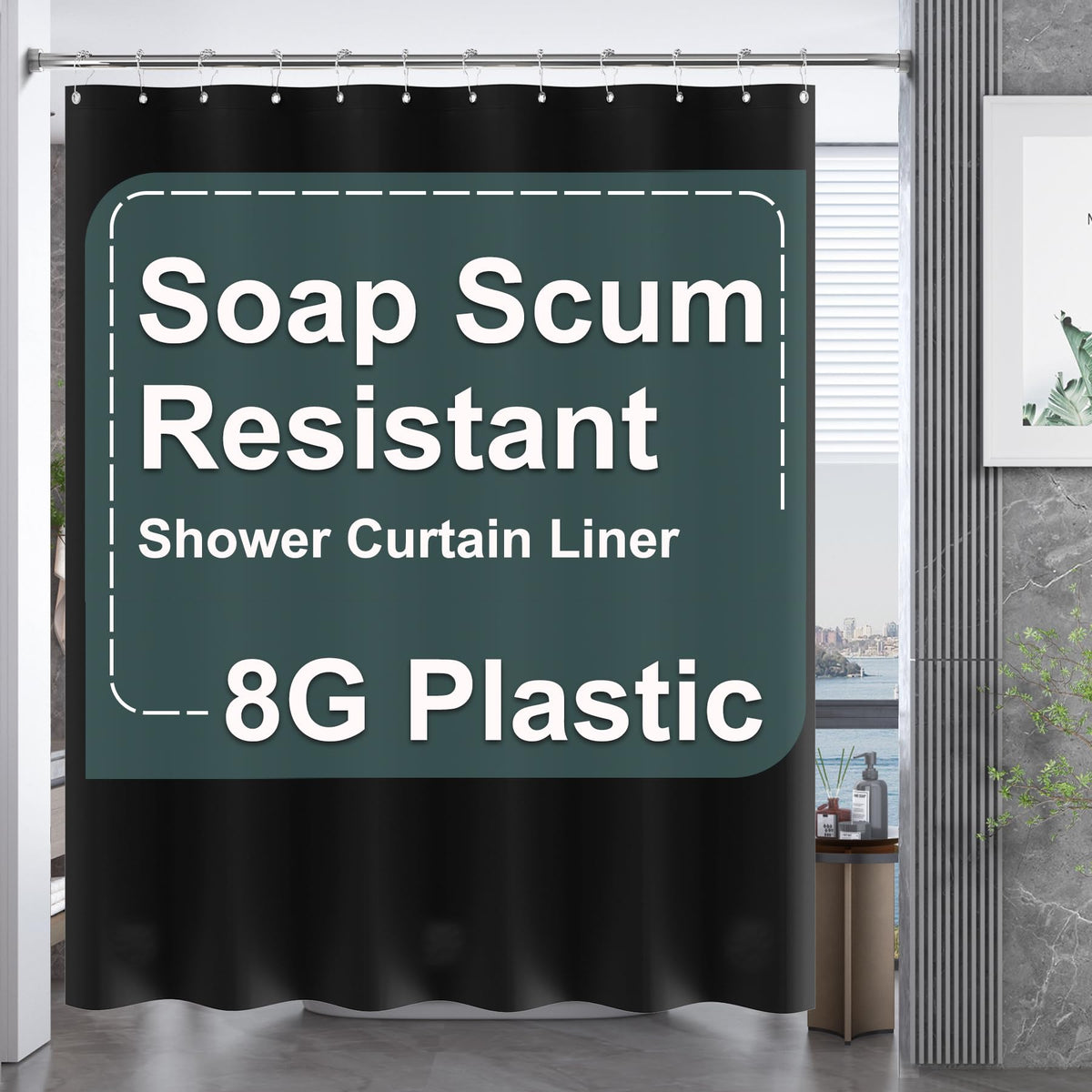 AmazerBath 48x72 Shower Curtain Stall, Small Shower Curtain for Shower Stall, Clear Bathroom Curtain Plastic, Thick PEVA Bathroom Accessories with 2 Clear Weighted Stones and 8 Grommet Holes