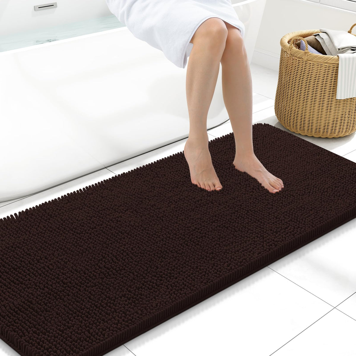 Arotive Bathroom Rugs 24x16, Soft Absorbent Shaggy Chenille Bath Rugs