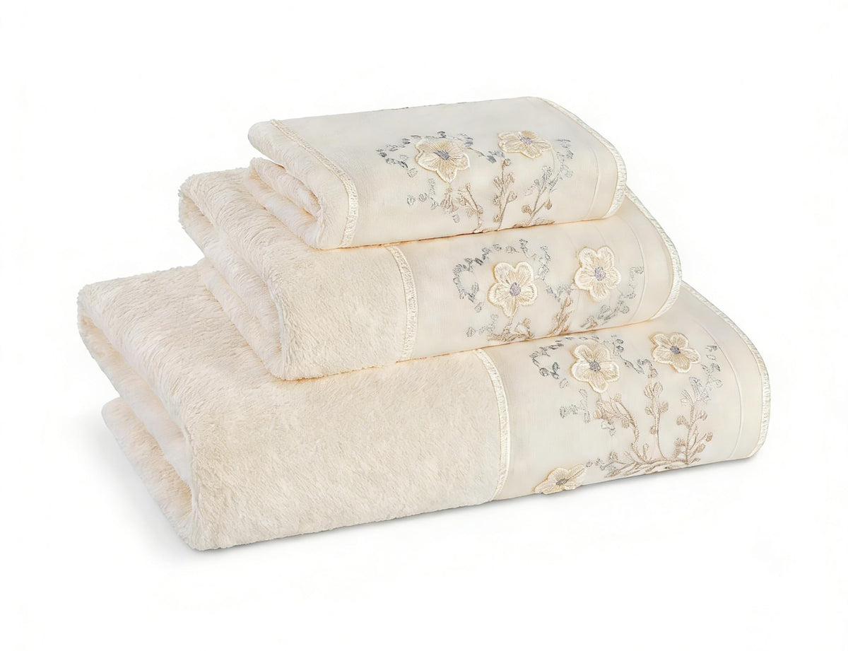 Zahari Home 3 Piece Bath Towels Set for Bathroom, Bath, Hand & Wash Cloths, Decorative Stylish Plush Cotton Washcloths - Showering, Face & Body Washing, Airbnb Essentials & Host Accessories, Beige