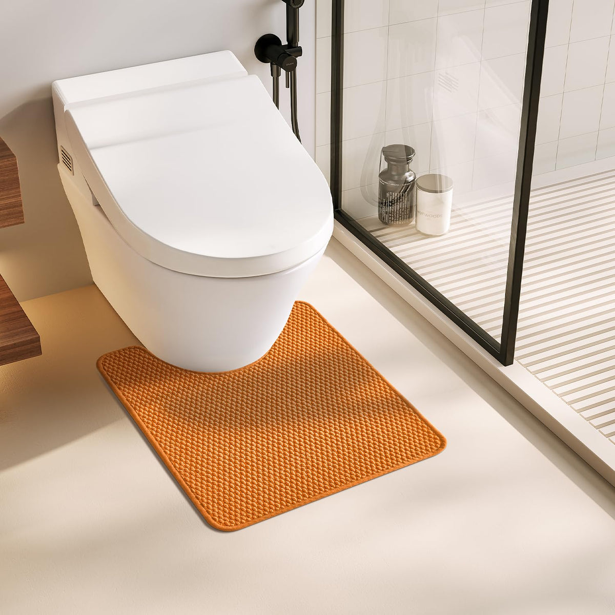 TYUU Bathroom Rugs Non Slip Washable, Super Absorbent Thin Bath Mat Small Quick Dry Low Pile Bathroom Rug, Light Grey 16"x24"