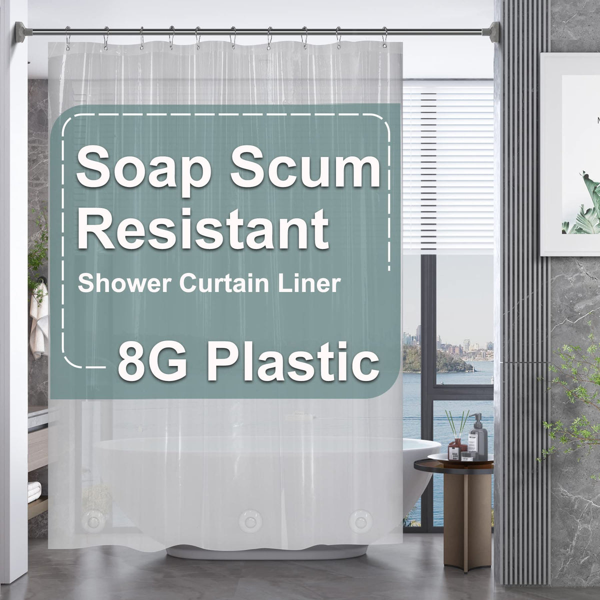 AmazerBath Long Stall Shower Curtain 36x84 Inches, Walk in Shower Curtain Plastic, Clear Shower Stall Curtain Heavy Duty Thick PEVA, Narrow Curtain with 2 Weighted Stones and 6 Grommet Holes