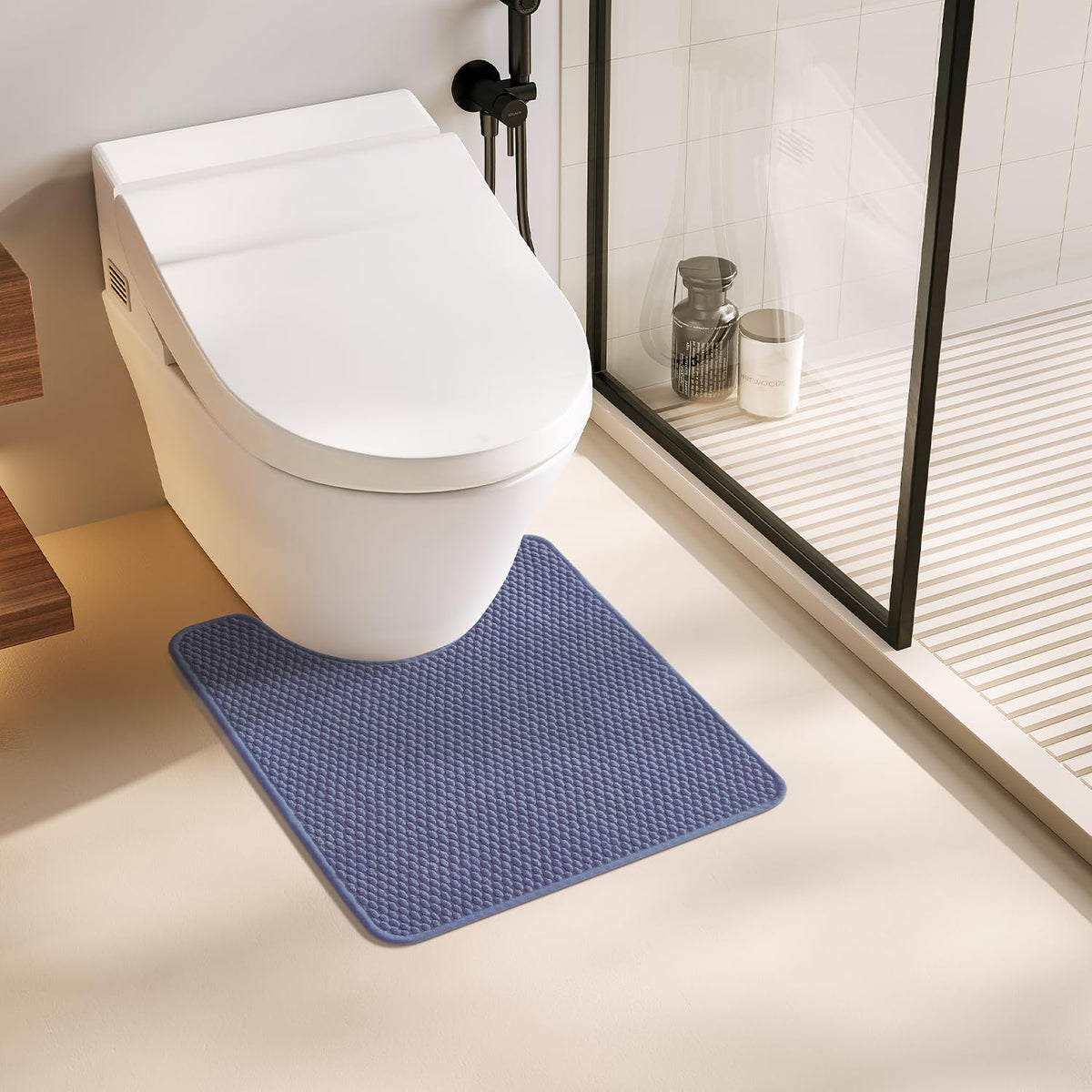 TYUU Bathroom Rugs Non Slip Washable, Super Absorbent Thin Bath Mat Small Quick Dry Low Pile Bathroom Rug, Light Grey 16"x24"