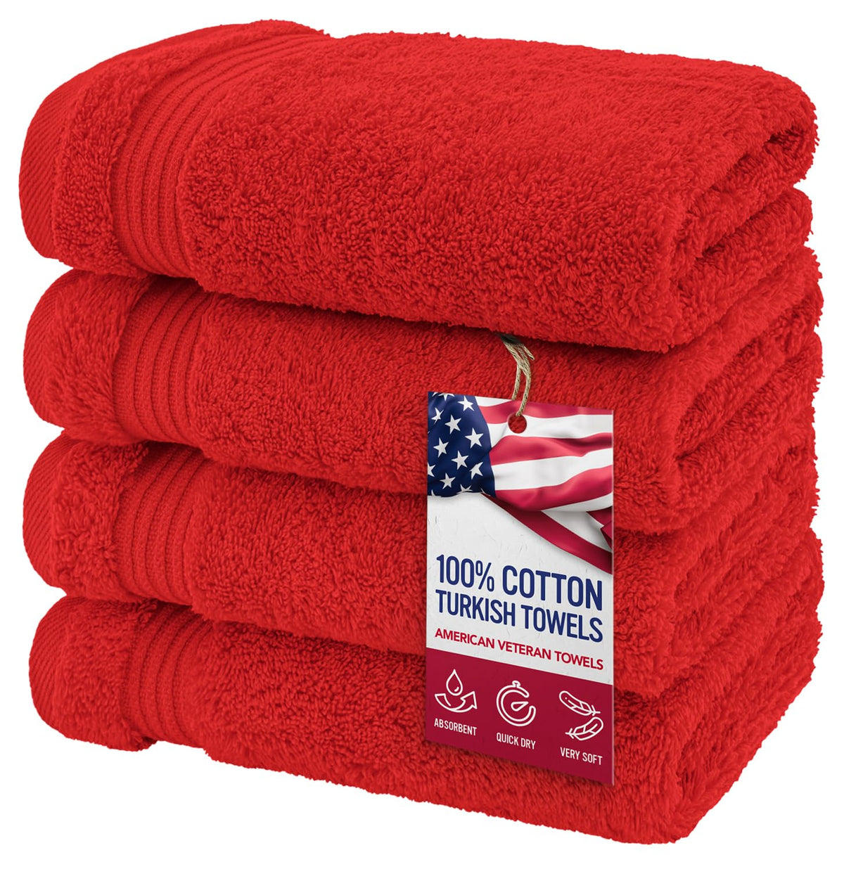 American Veteran Towel, Hand Towels for Bathroom Set of 4, 100% Cotton Turkish Hand Towel Sets, Soft Hand Face Towels, Navy Blue Hand Towels