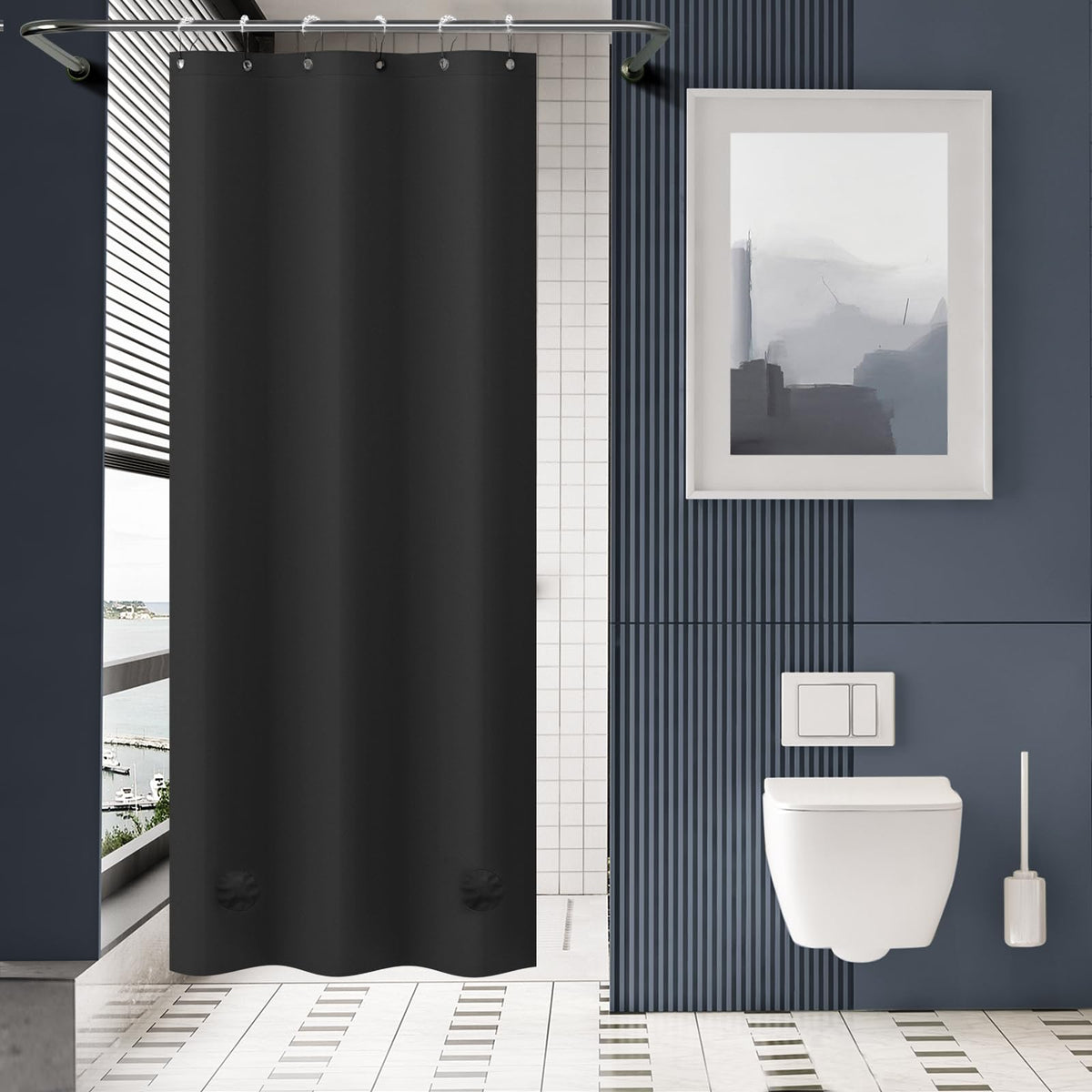 AmazerBath 48x72 Shower Curtain Stall, Small Shower Curtain for Shower Stall, Clear Bathroom Curtain Plastic, Thick PEVA Bathroom Accessories with 2 Clear Weighted Stones and 8 Grommet Holes