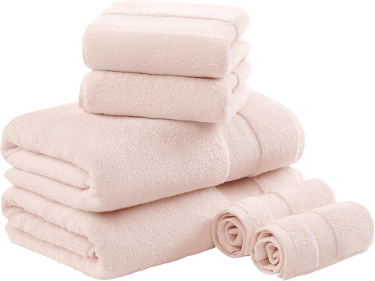 Madison Park 100% Turkish Cotton 600 GSM Bath Towel Set, 6 Piece, Blush