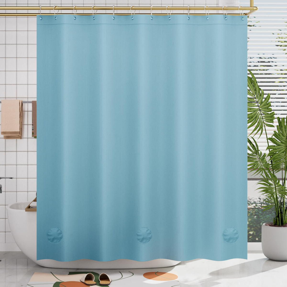 AmazerBath 48x72 Shower Curtain Stall, Small Shower Curtain for Shower Stall, Clear Bathroom Curtain Plastic, Thick PEVA Bathroom Accessories with 2 Clear Weighted Stones and 8 Grommet Holes
