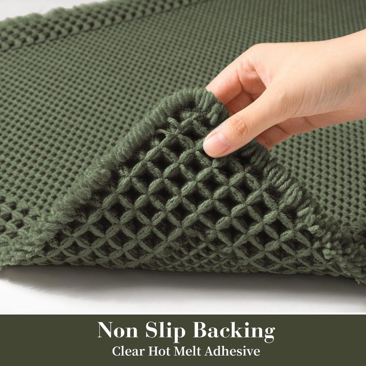 RESARE Waffle Bath Mat for Bathroom, Non Slip Bathroom Rugs 17"x24" Green