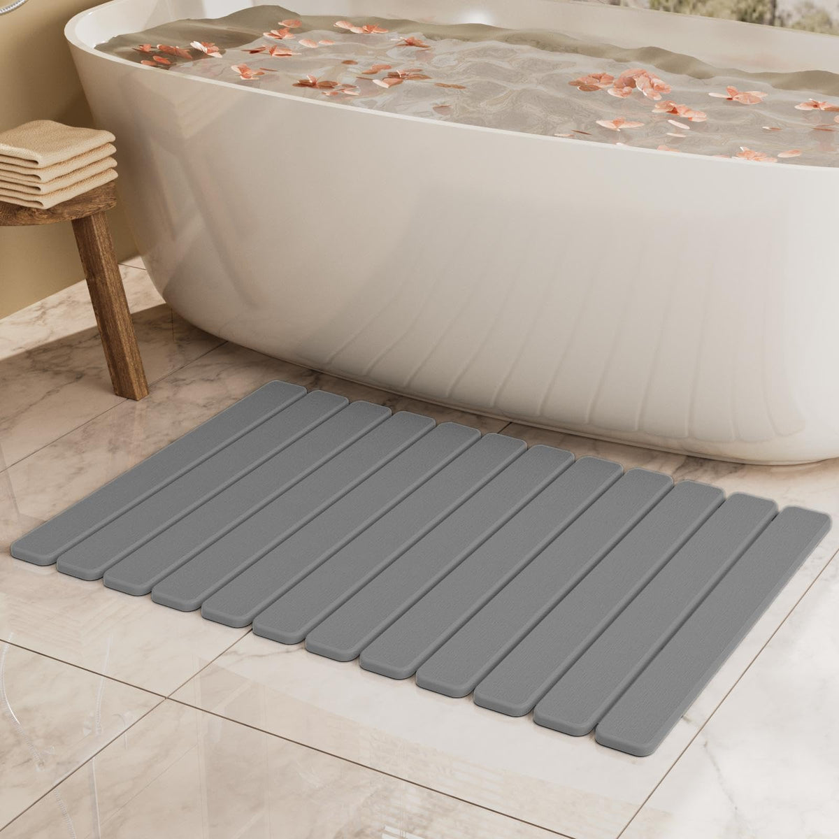 Foldable Stone Bath Mat, Diatomaceous Earth Stone Drying Mats for Bathroom
