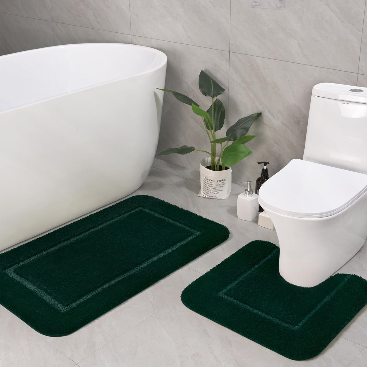 LOCHAS Bathroom Rug Set 2 Piece, 20''x20'' & 34''x21'', Beige