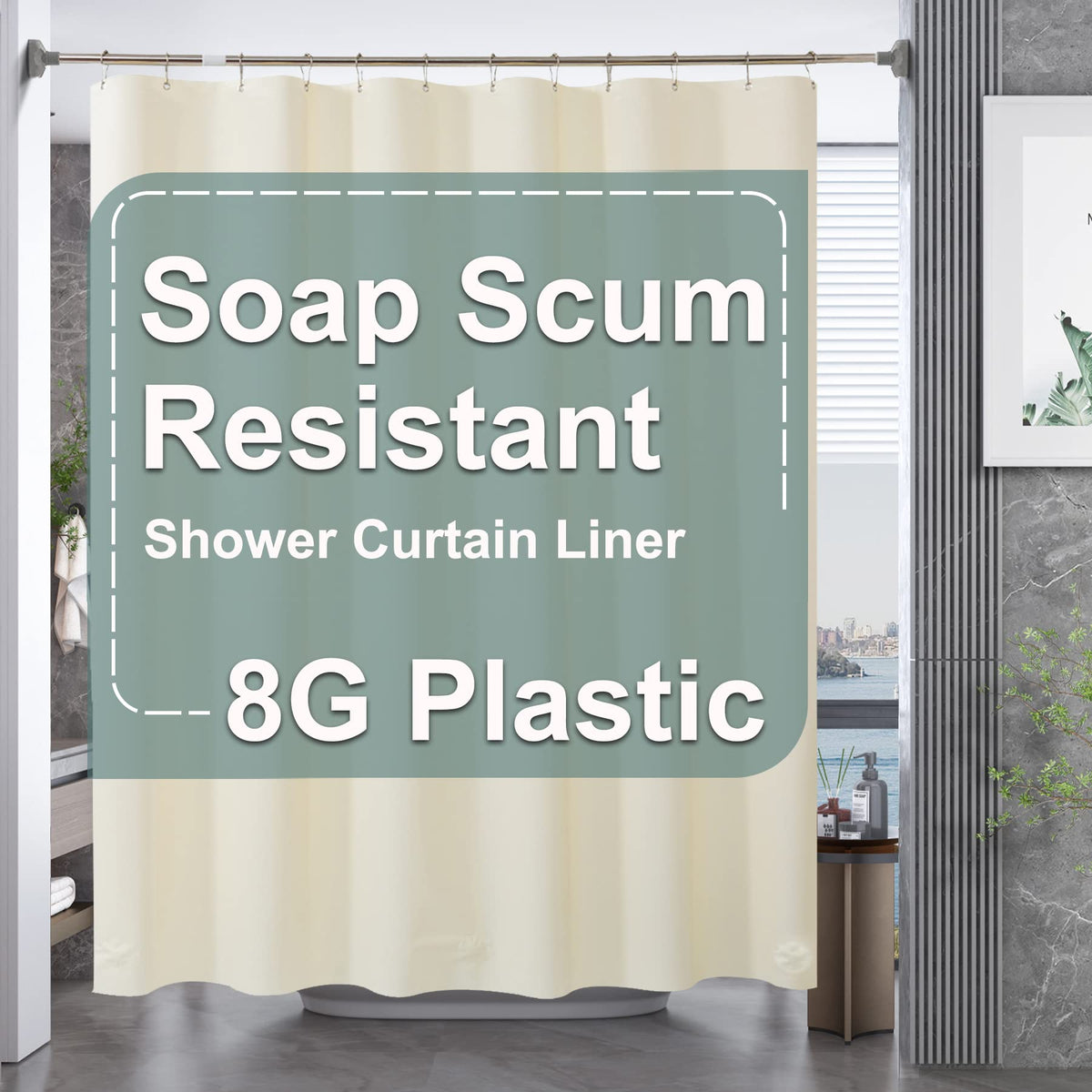 AmazerBath 48x72 Shower Curtain Stall, Small Shower Curtain for Shower Stall, Clear Bathroom Curtain Plastic, Thick PEVA Bathroom Accessories with 2 Clear Weighted Stones and 8 Grommet Holes