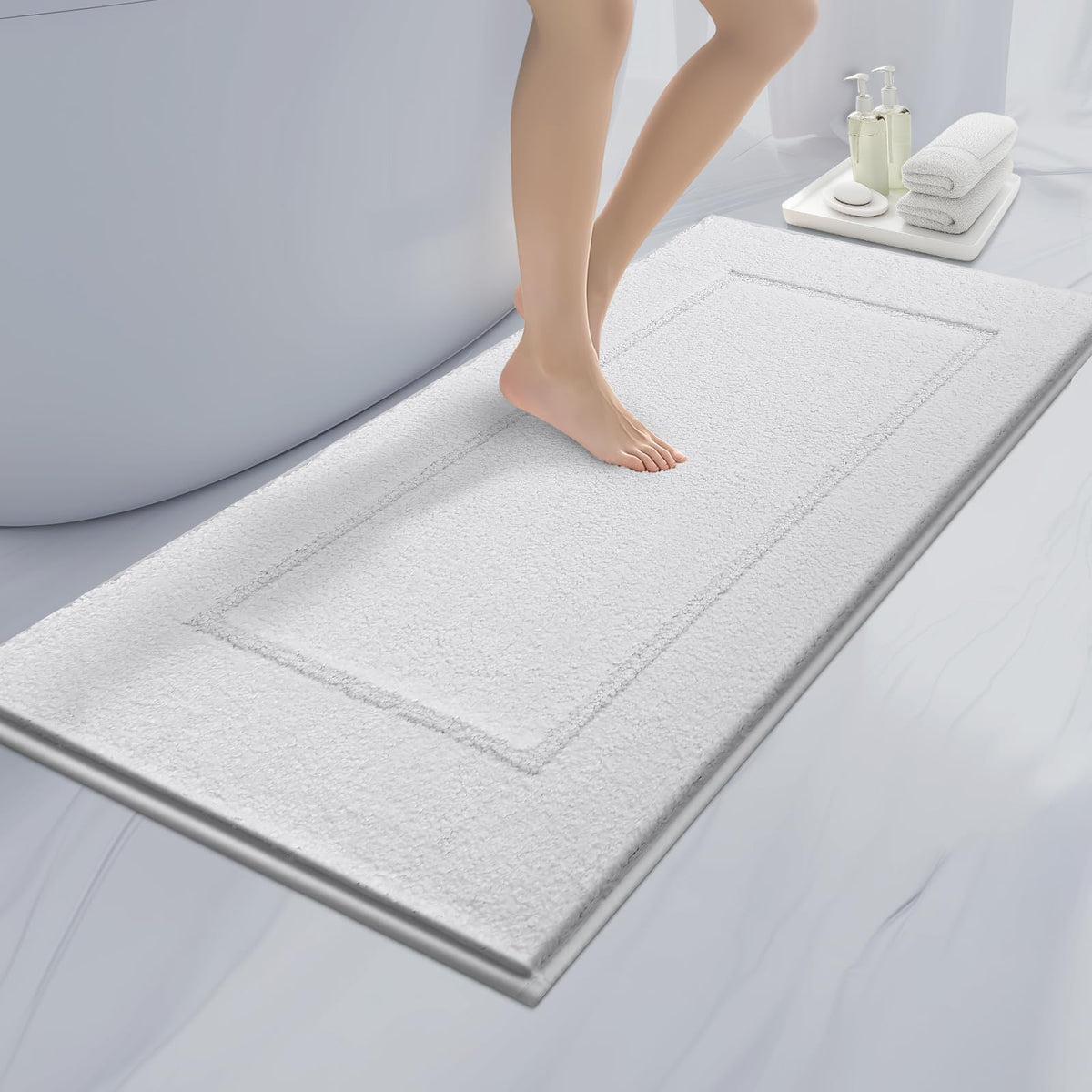 anllugs Bathroom Rugs, 20" x 30" Soft Bath Rugs, Olive Green & Green