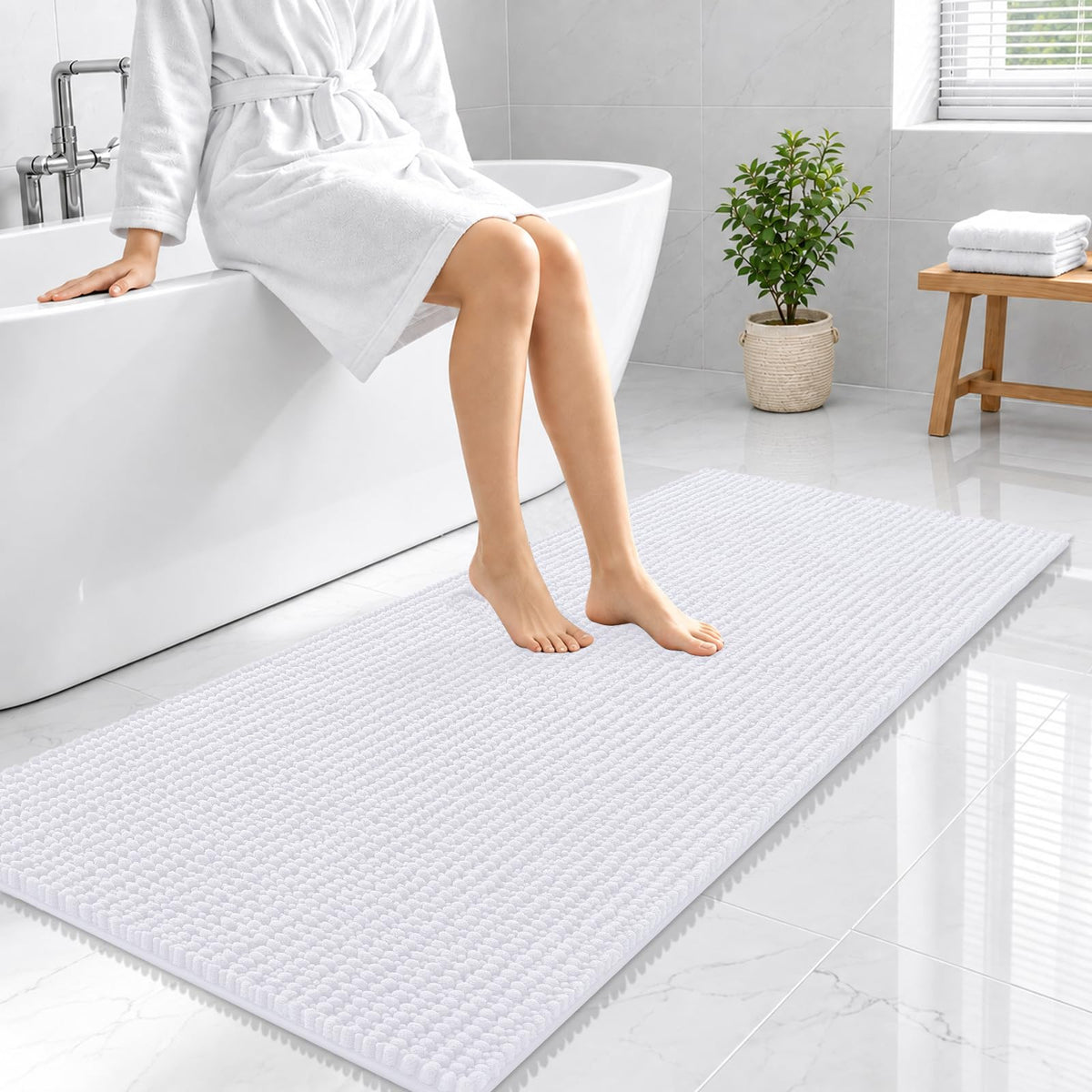 Smiry Thick Bathroom Rugs 30x20, Extra Soft Absorbent Chenille Bath Mat
