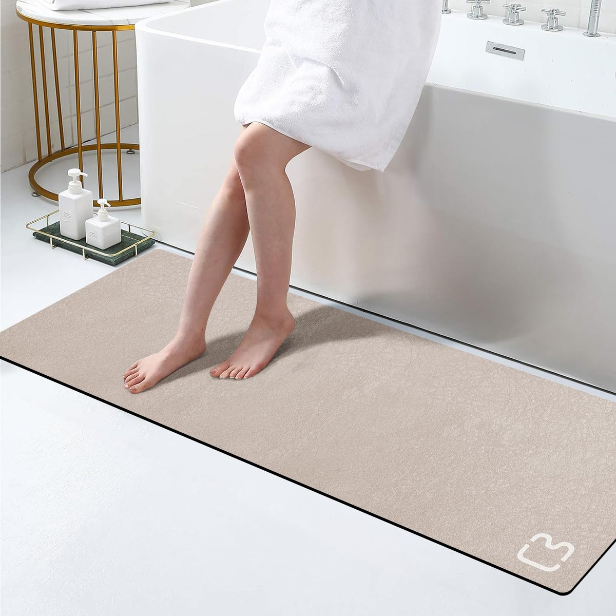 Dark Grey Long Bathroom Rugs Large Stone Bath Mats for Bathroom,15.7"x47.2"