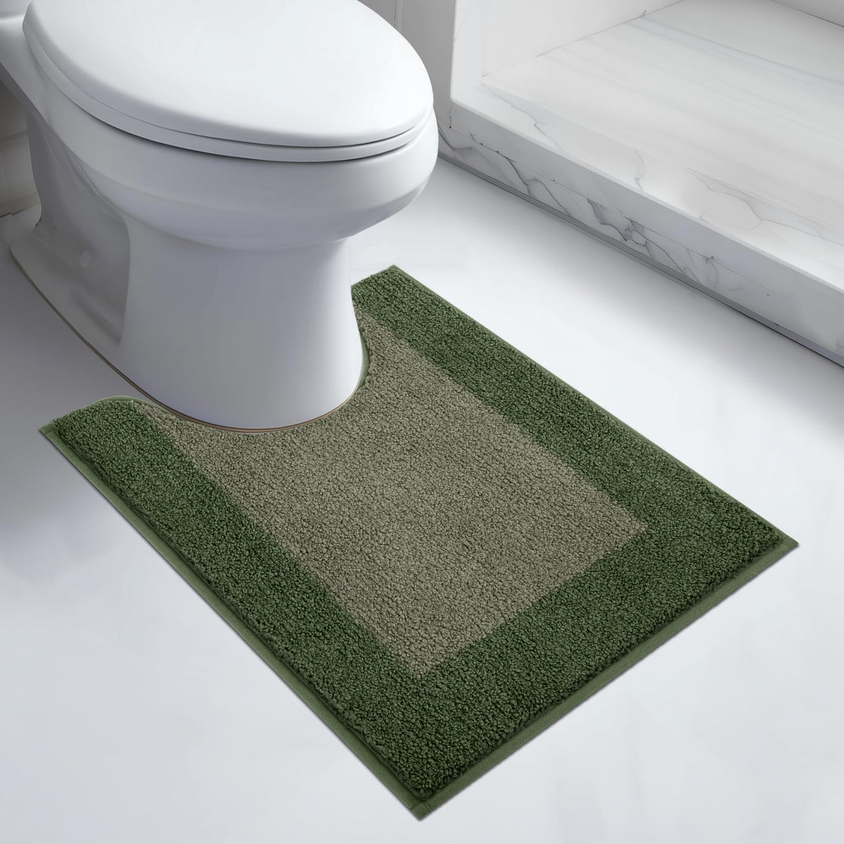 anllugs Bathroom Rugs, 20" x 30" Soft Bath Rugs, Olive Green & Green