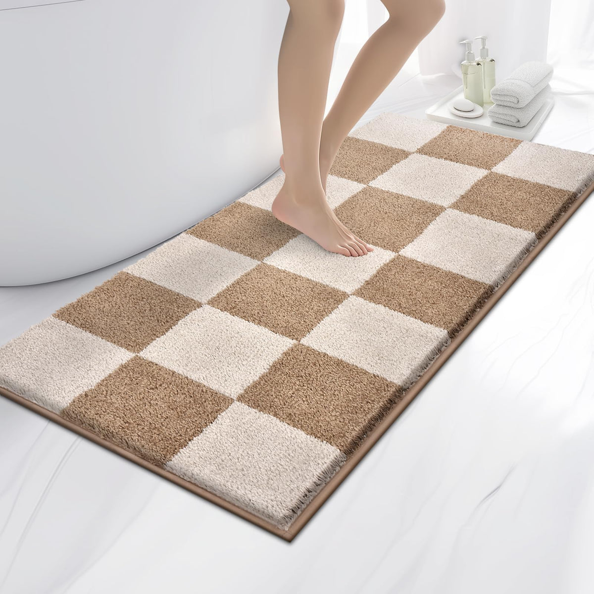 anllugs Bathroom Rugs, 20" x 30" Soft Bath Rugs, Olive Green & Green