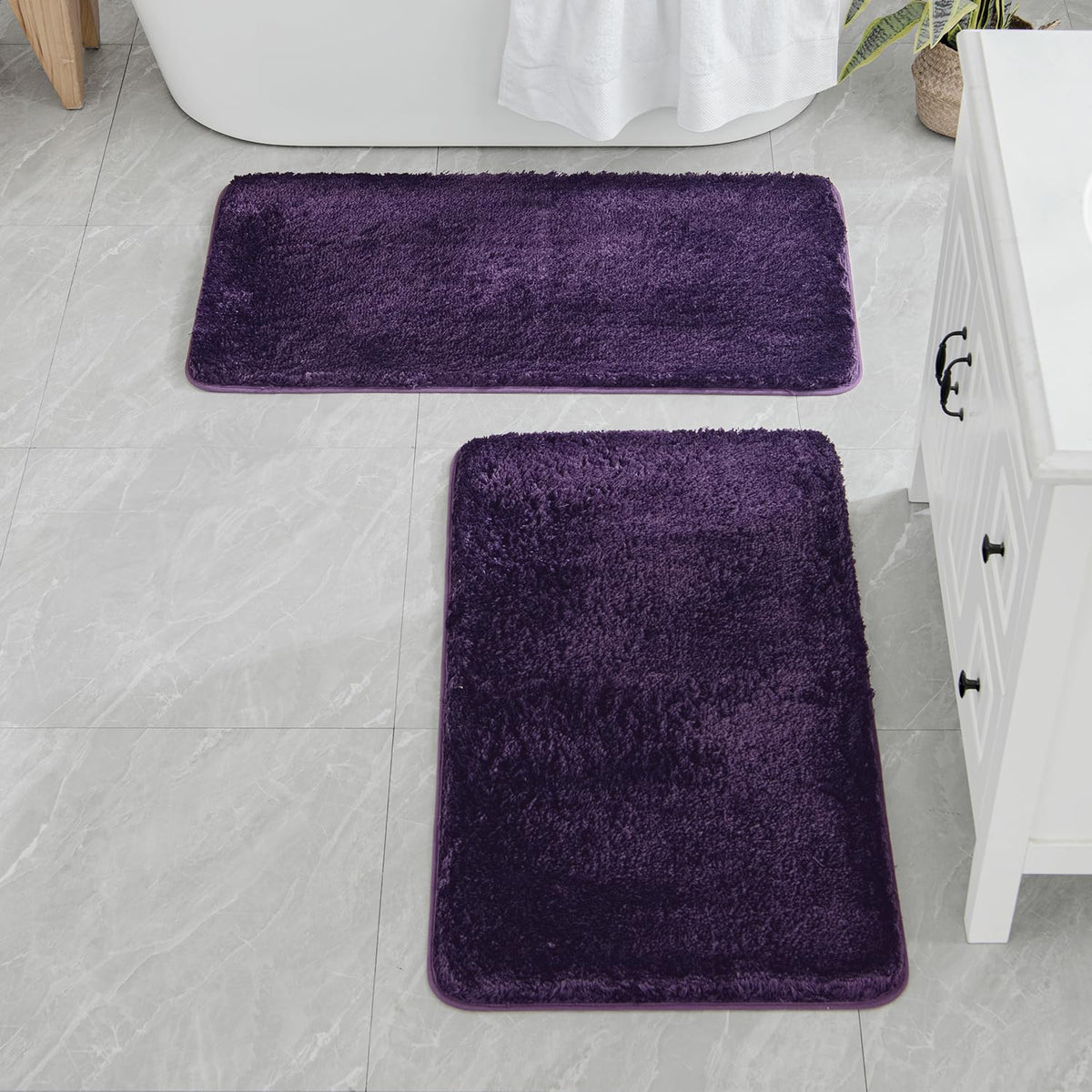 MIULEE Christmas Dark Green Bathroom Rugs Set 2 Piece Small Bath Mats 16x24
