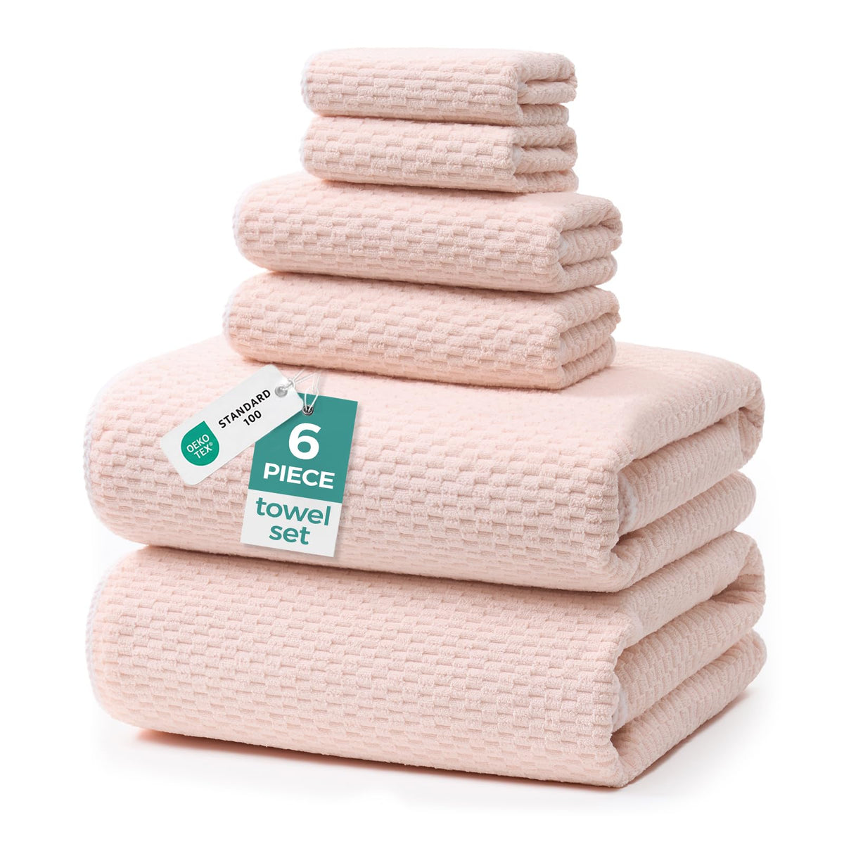 ecolook Microfiber Bath Towel Set of 6, Large 35" x 70", Beige