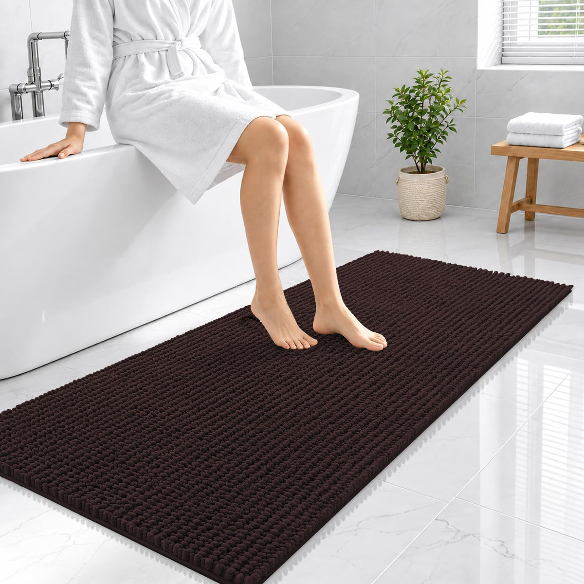Smiry Thick Bathroom Rugs 30x20, Extra Soft Absorbent Chenille Bath Mat