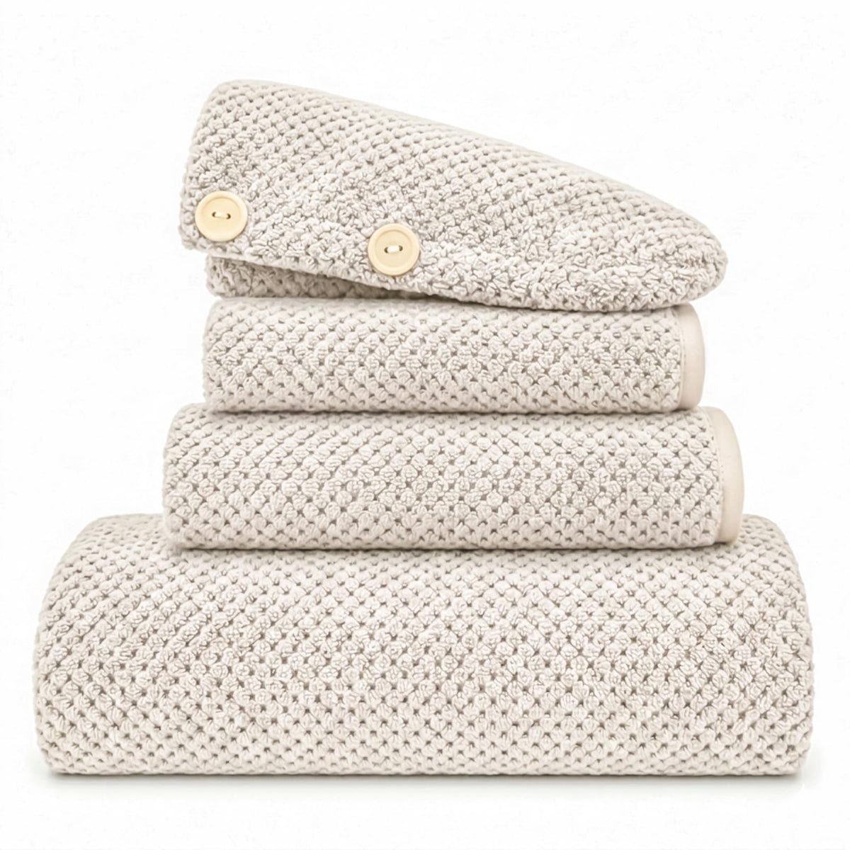 MaopaoBeauty Bath Towels for Bathroom Towel Set Shower Towels Bath Towels Set of 4 (1 Bath Towel, 1 Hair Towel, 1 Hand Towel, 1 Washcloth),Soft and Absorbent (Blue)