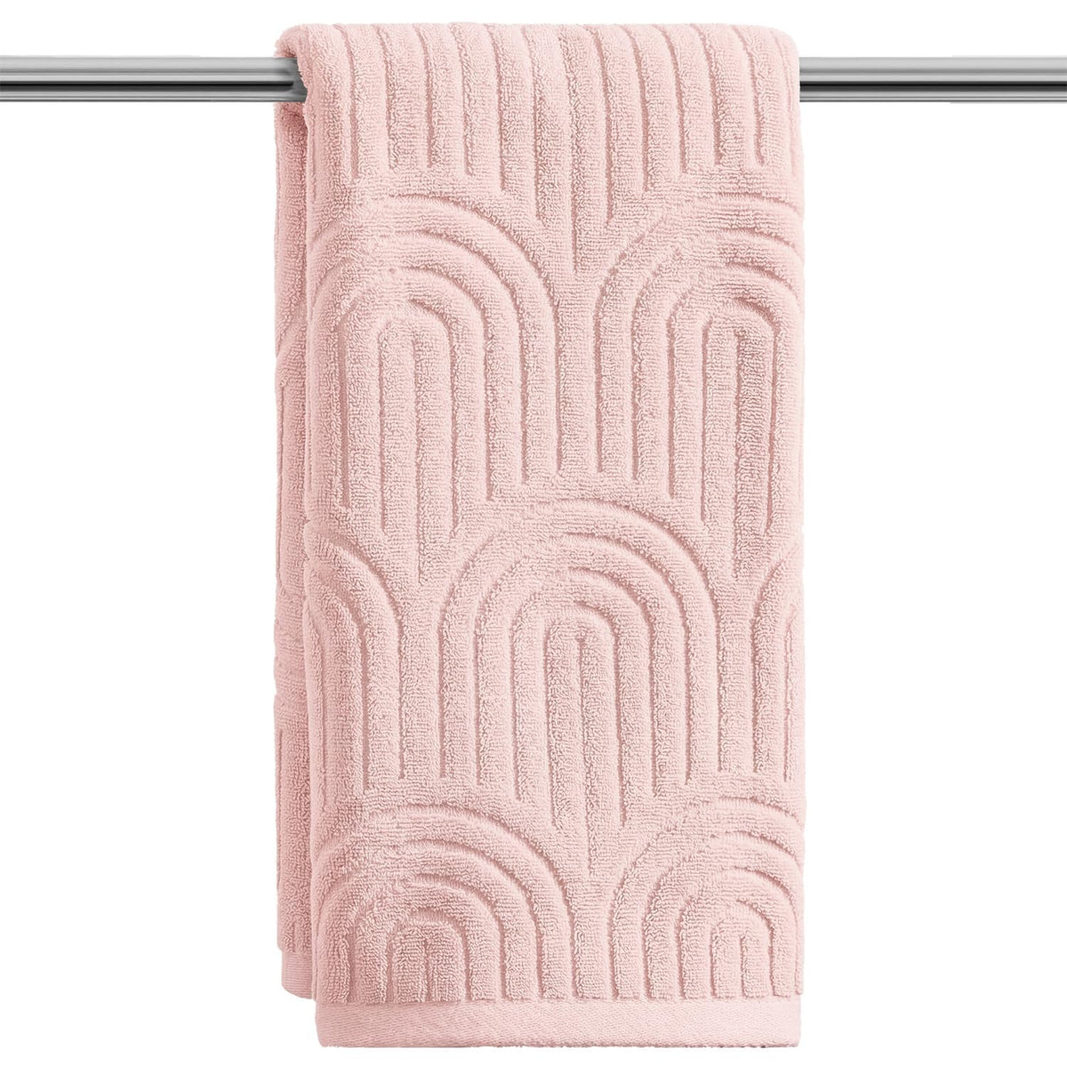 Artoid Mode 2 Pcs Caramel 3D Arched Stripes Jacquard Hand Towels for Bathroom, 100% Cotton Soft Absorbent Bathroom Decor Towels, 13.7 x 29.5 Inch