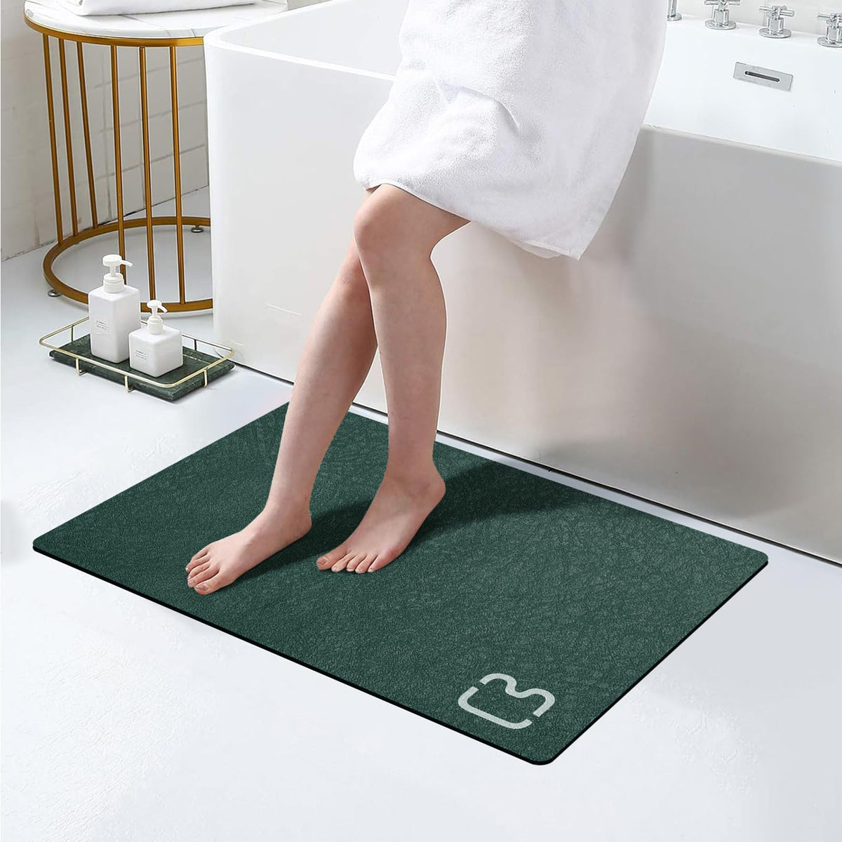 Dark Grey Long Bathroom Rugs Large Stone Bath Mats for Bathroom,15.7"x47.2"