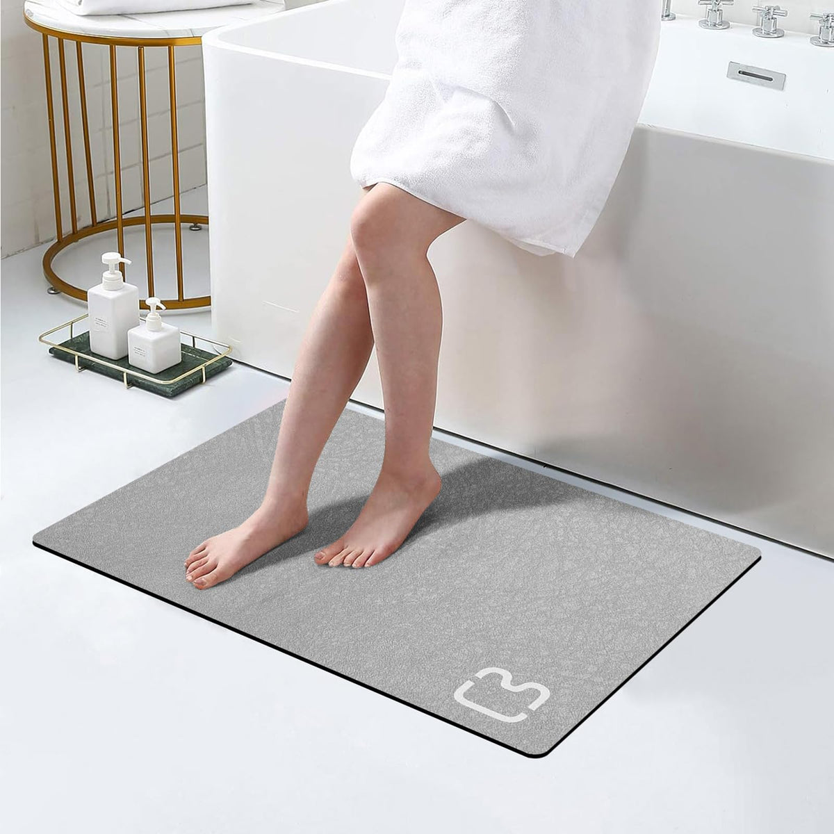 Dark Grey Long Bathroom Rugs Large Stone Bath Mats for Bathroom,15.7"x47.2"