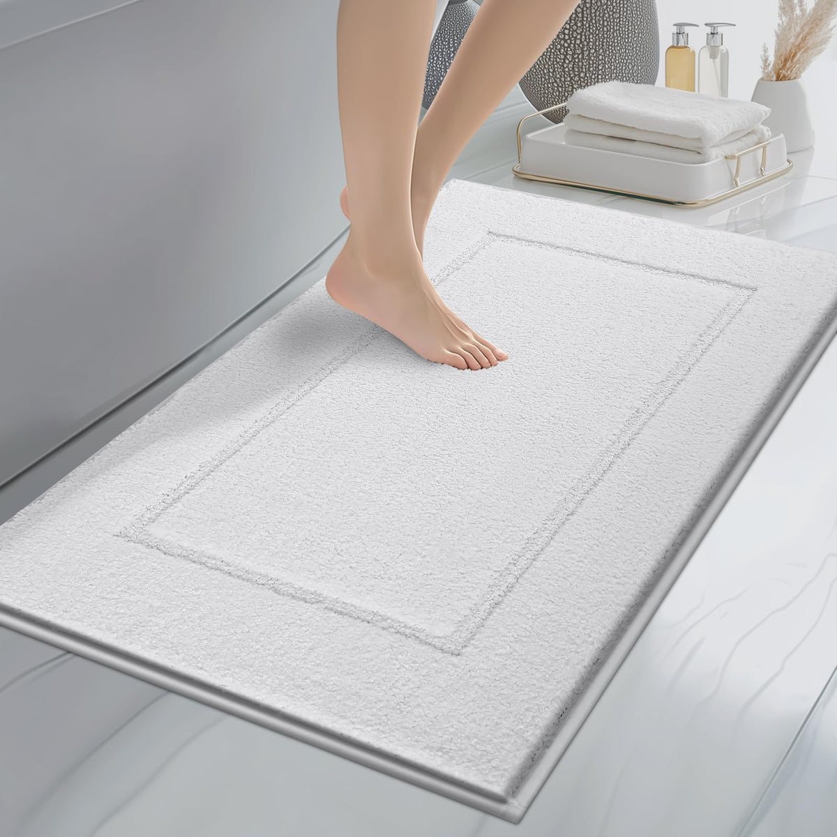 anllugs Bathroom Rugs, 20" x 30" Soft Bath Rugs, Olive Green & Green