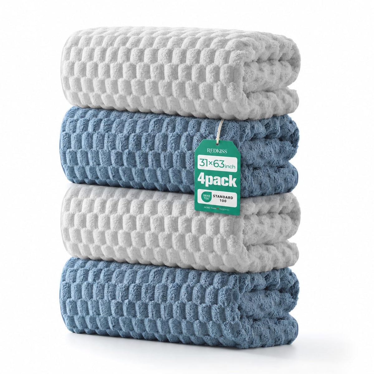 REDKISS White Microfiber Towels Set of 6-35x70 Inches Oversized Bath Sheets, Extra Large Bath Towels Set of 6 for Adults, Super Soft Quick Dry Lint Free Absorbent Waffle Microfiber Shower Towels