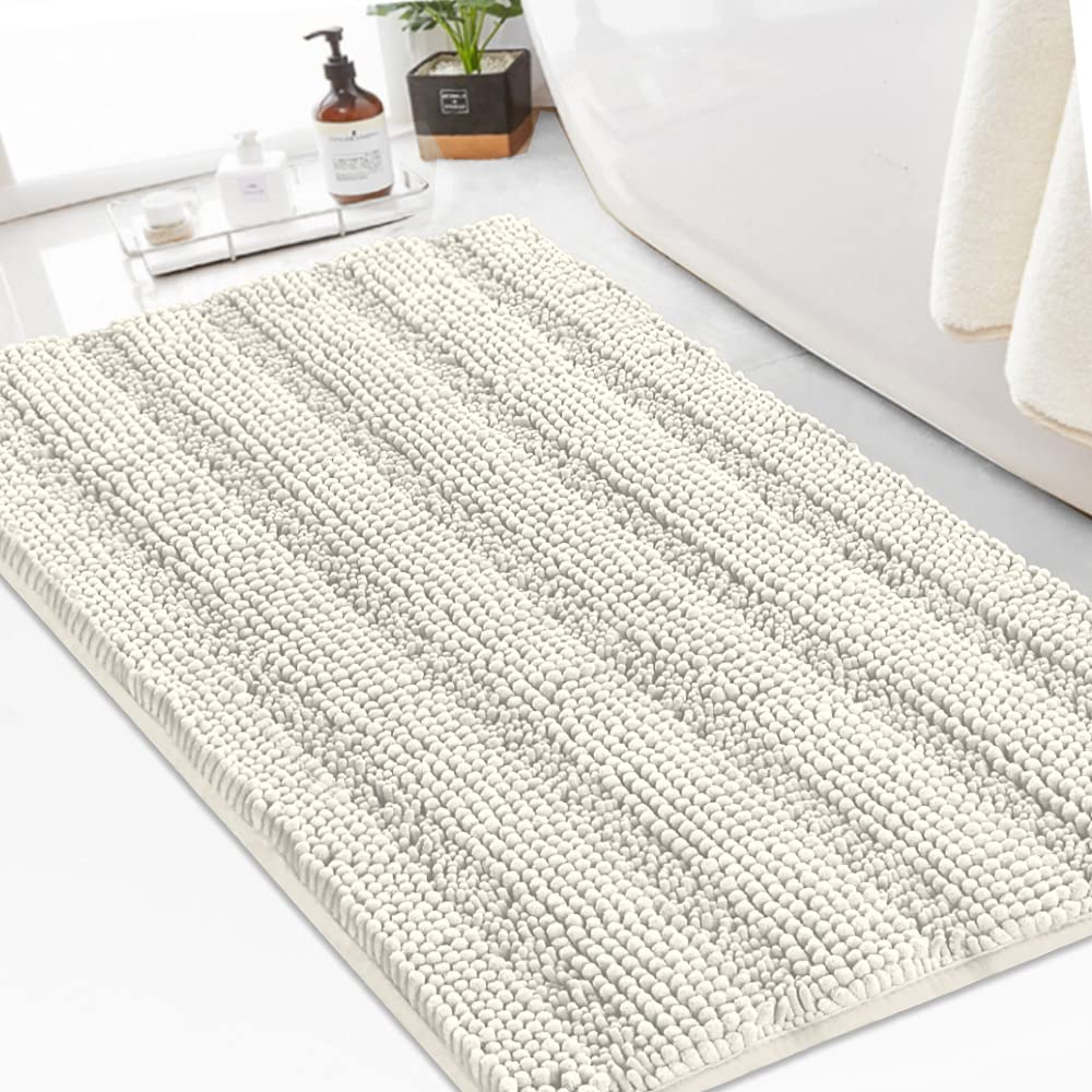 Turquoize Bathroom Runner Rug 17"x47", Soft Absorbent Chenille Bath Rug