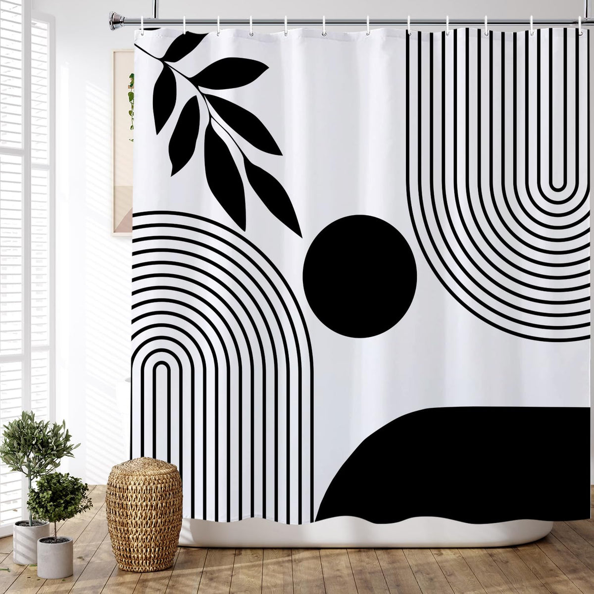 Burnt Orange Rust Shower Curtain Boho Abstract Geometric