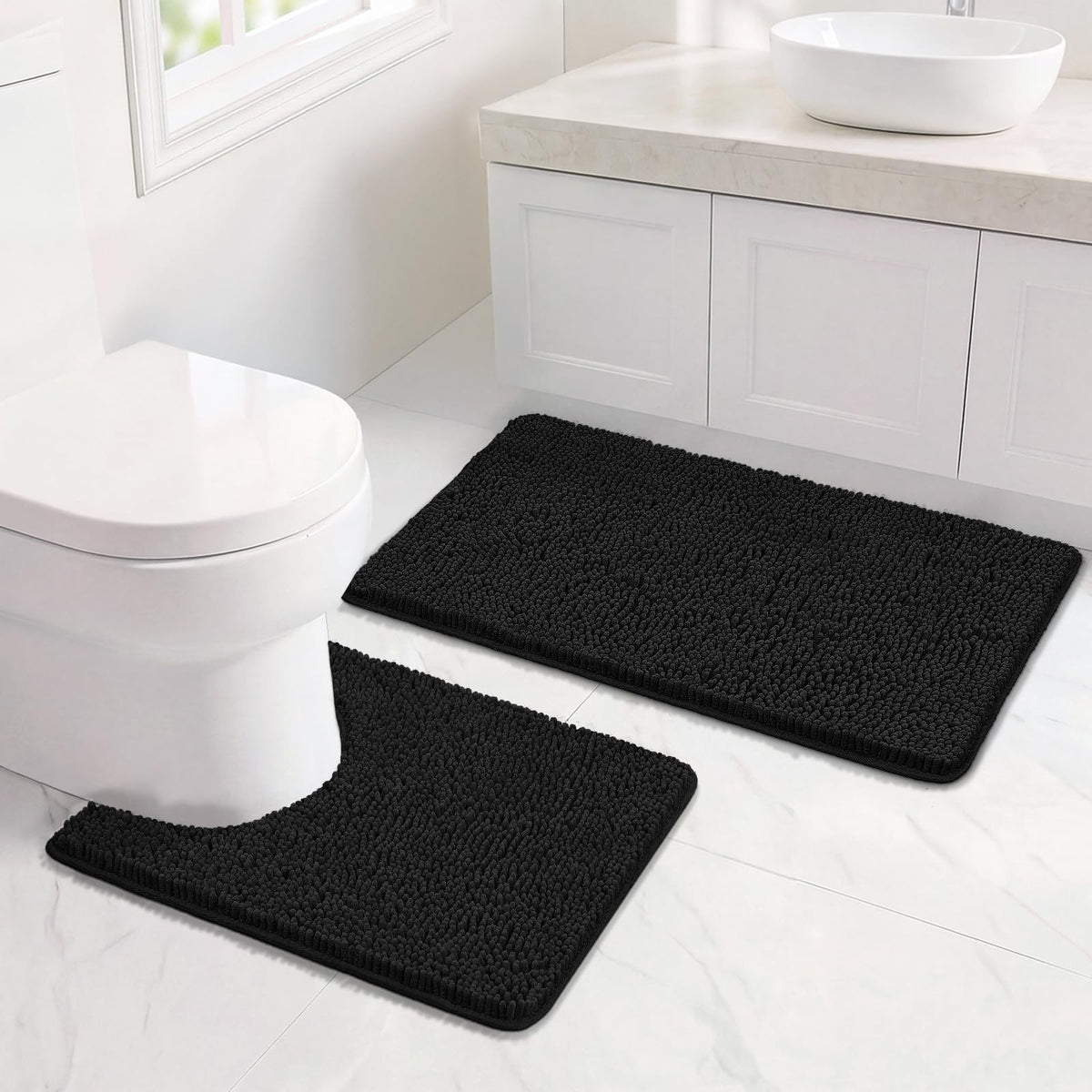 Bcoimo Small Bath Rug Mat,24x17 Extra Soft Chenille Lavender Bathroom Mats