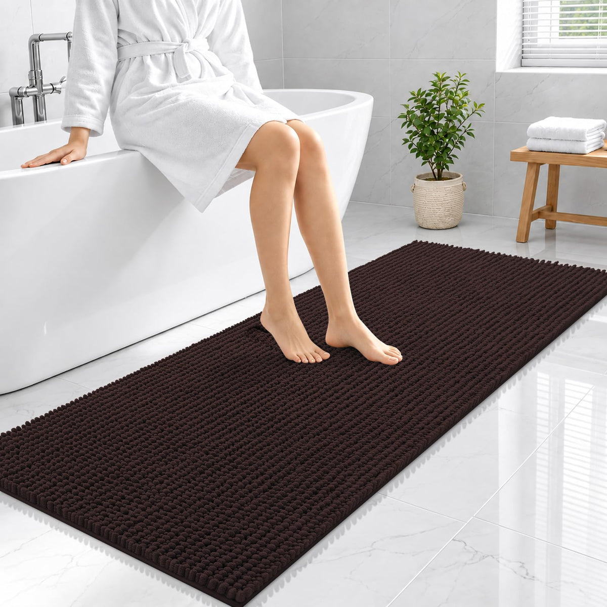 Smiry Thick Bathroom Rugs 30x20, Extra Soft Absorbent Chenille Bath Mat