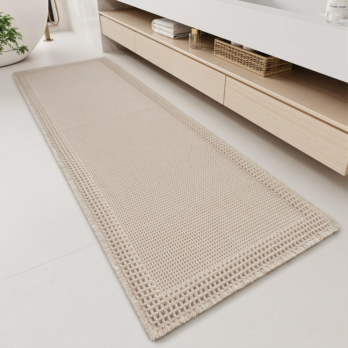 RESARE Waffle Bath Mat for Bathroom, Non Slip Bathroom Rugs 17"x24" Green