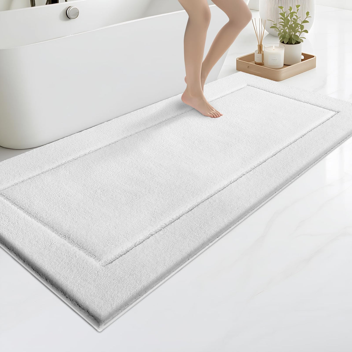 anllugs Bathroom Rugs, Non-Slip Bath Rugs, 24" x 60", Grey