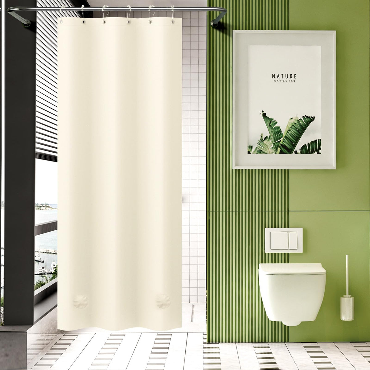 AmazerBath 48x72 Shower Curtain Stall, Small Shower Curtain for Shower Stall, Clear Bathroom Curtain Plastic, Thick PEVA Bathroom Accessories with 2 Clear Weighted Stones and 8 Grommet Holes