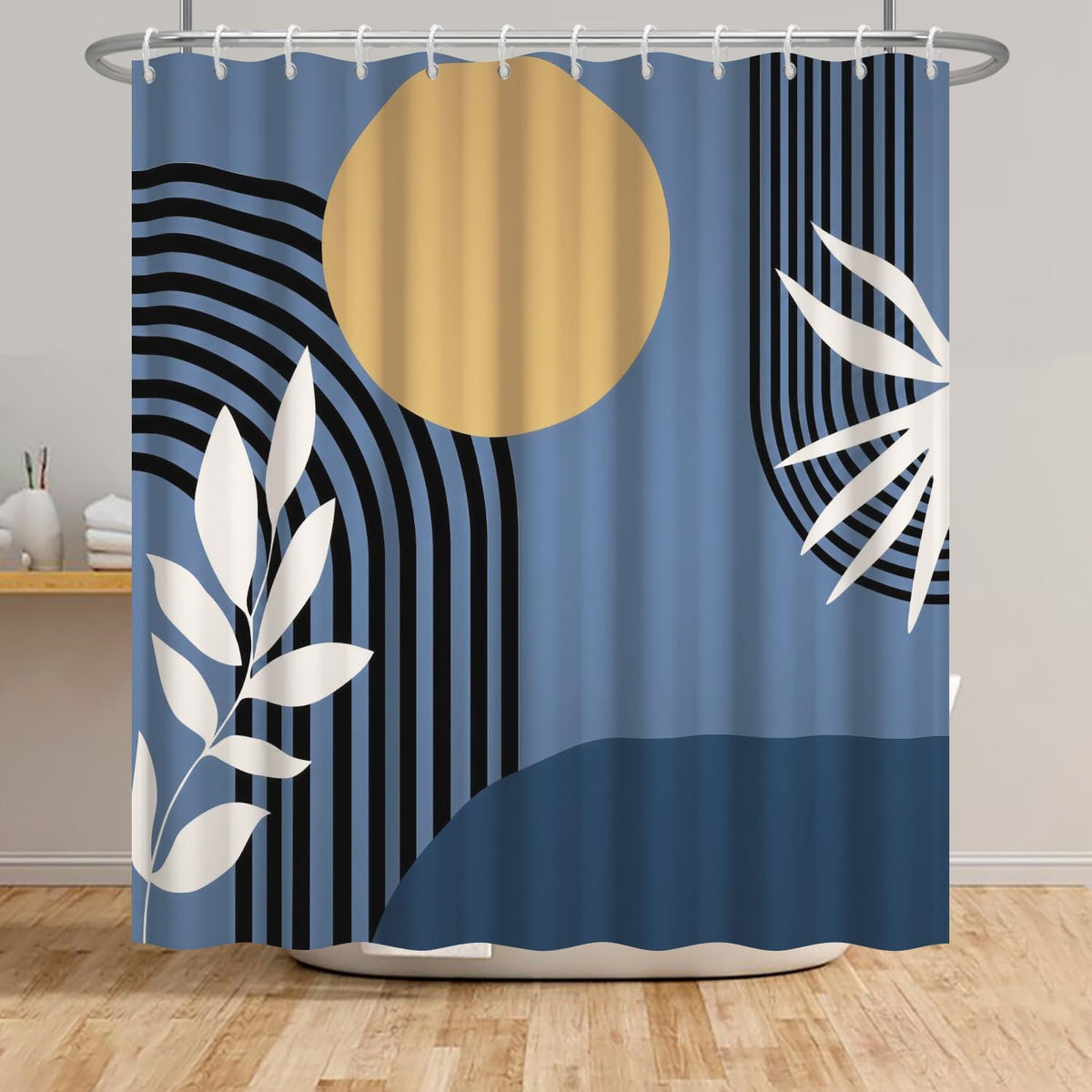 Burnt Orange Rust Shower Curtain Boho Abstract Geometric