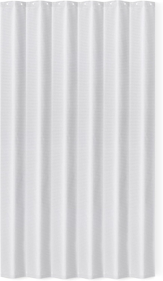 Amazon Basics Shower Curtain, Modern Waffle Texture Polyester, Quick-Drying, Water-Repellent, 72x72 Inches, White