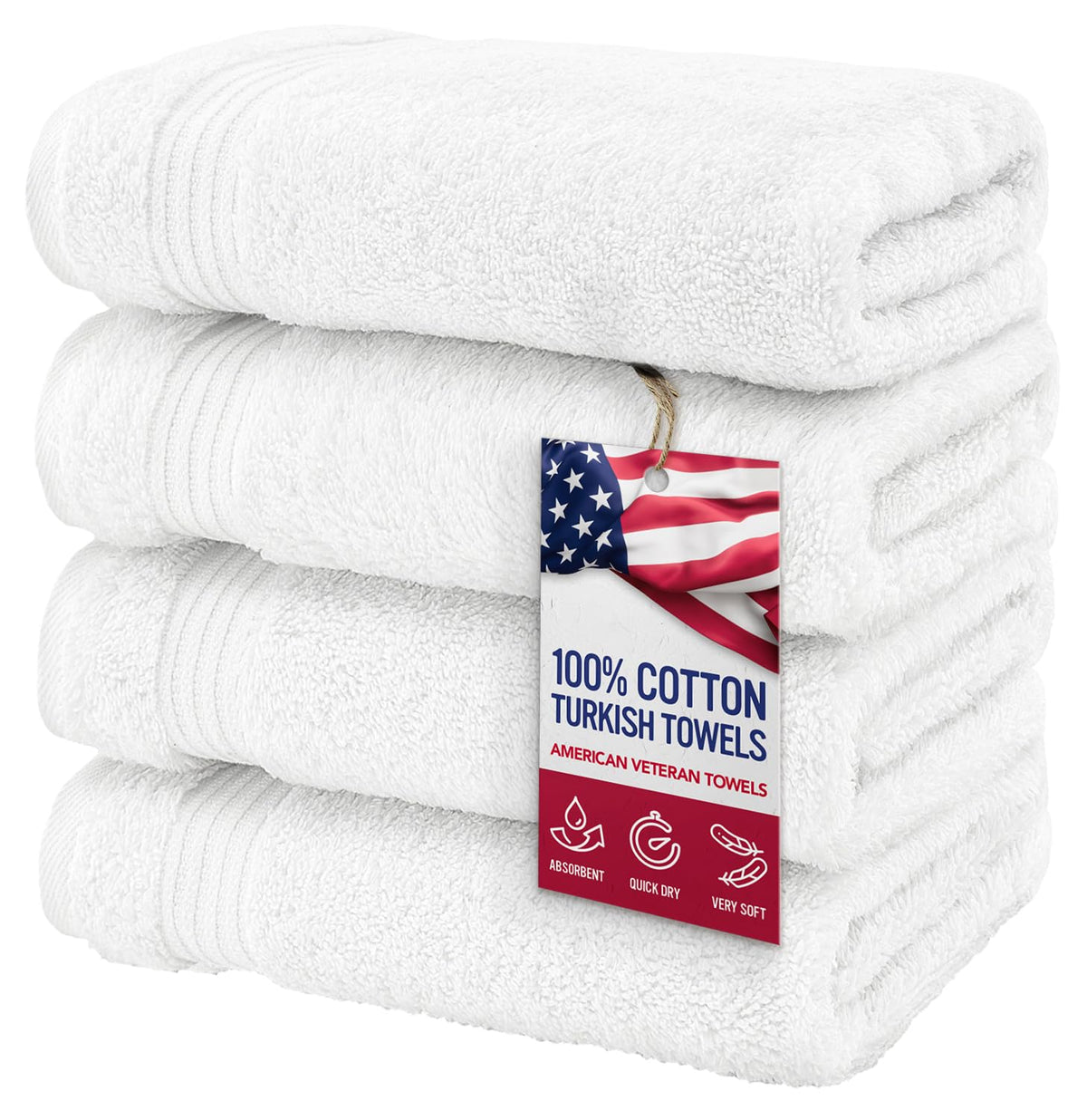 American Veteran Towel, Hand Towels for Bathroom Set of 4, 100% Cotton Turkish Hand Towel Sets, Soft Hand Face Towels, Navy Blue Hand Towels