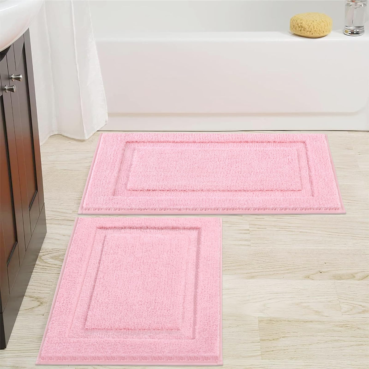 SHACOS Soft Microfiber Bathroom Rugs Set of 2 Pieces, White