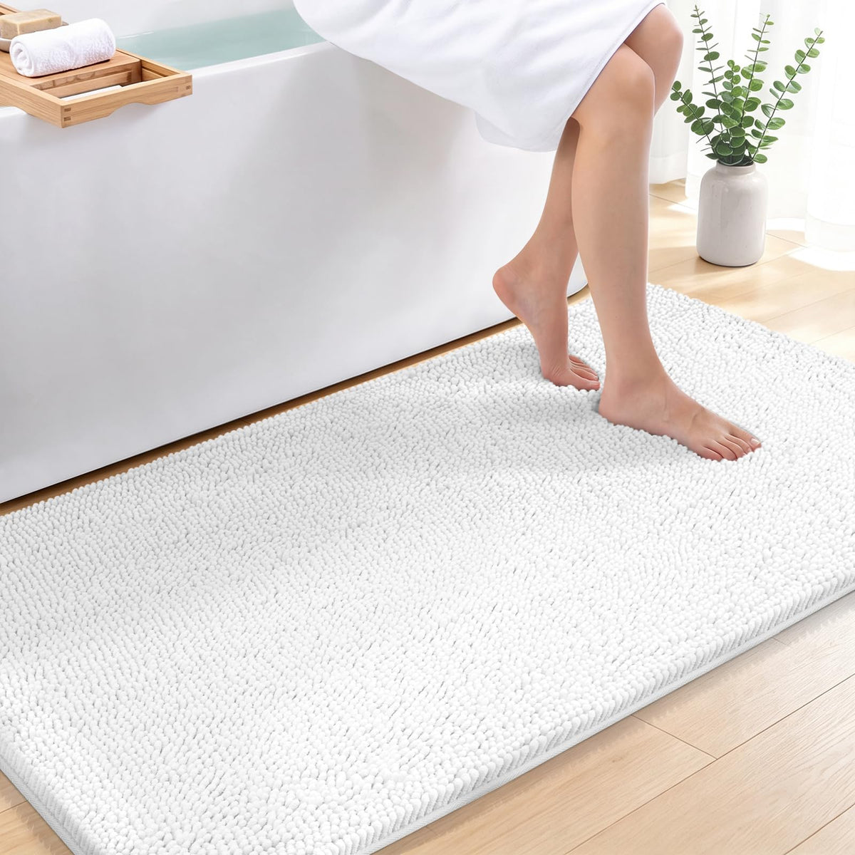 Bcoimo Small Bath Rug Mat,24x17 Extra Soft Chenille Lavender Bathroom Mats