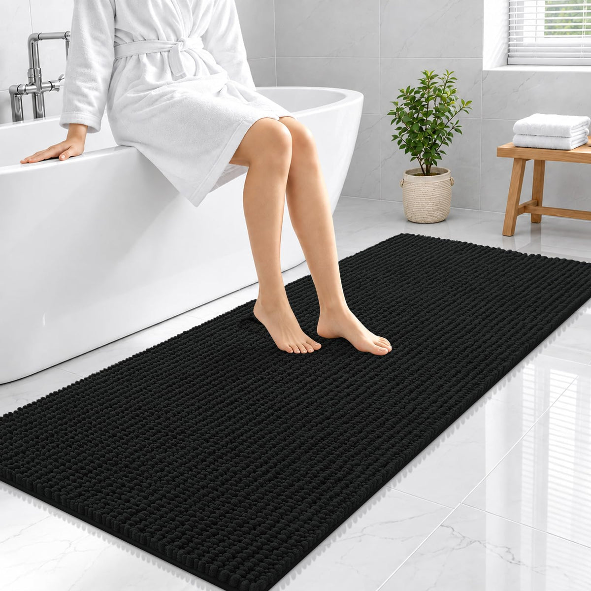 Smiry Thick Bathroom Rugs 30x20, Extra Soft Absorbent Chenille Bath Mat