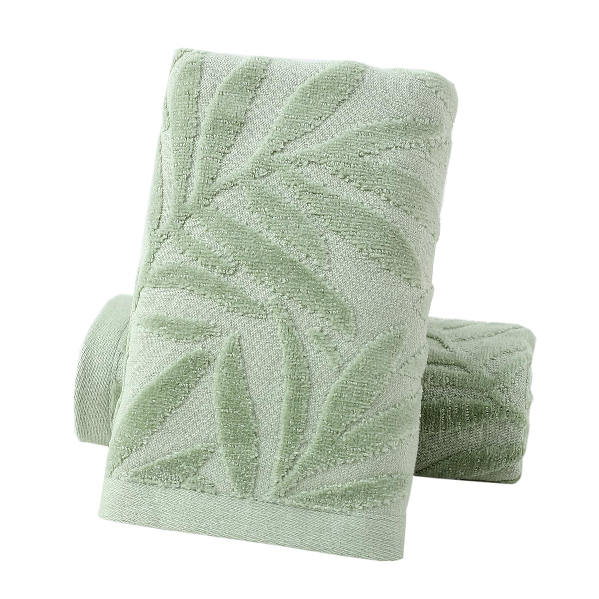 Pidada Leaf Absorbent Soft Hand Towels for Bathroom Set of 2,Light Brown