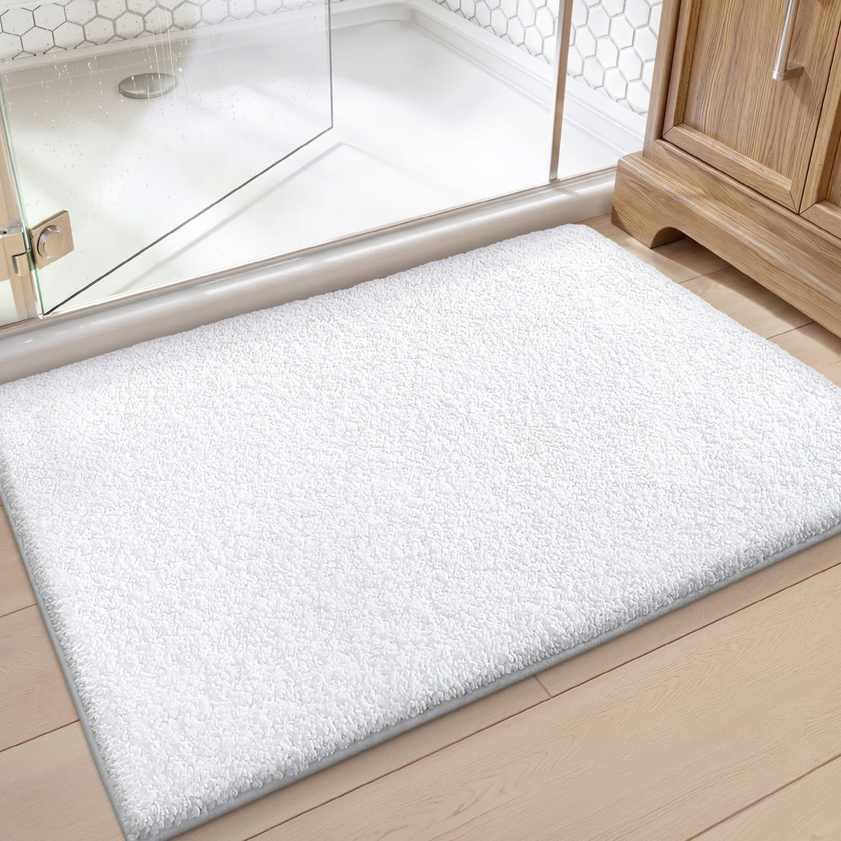 Color&Geometry 16"x24" Small Bath Mats for Bathroom Simple and Stylish,Gray